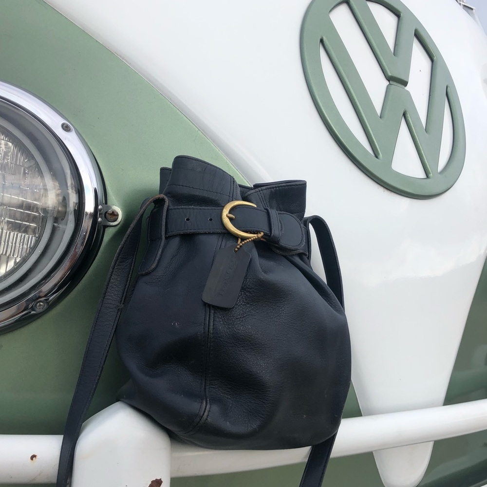 Coach leather drawstring bucket crossbody
